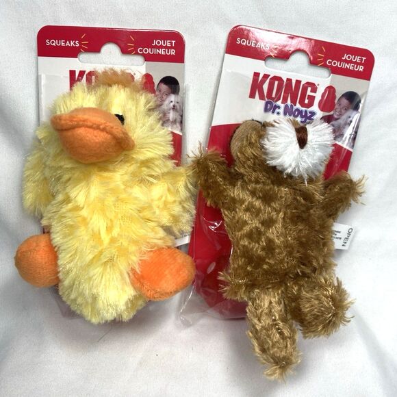 KONG Dr Noyz XS Bear And Small Duck Toy for Small Dogs and Puppies Squeaky Plush - Picture 15 of 16